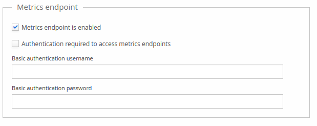 Prometheus metrics endpoint configuration